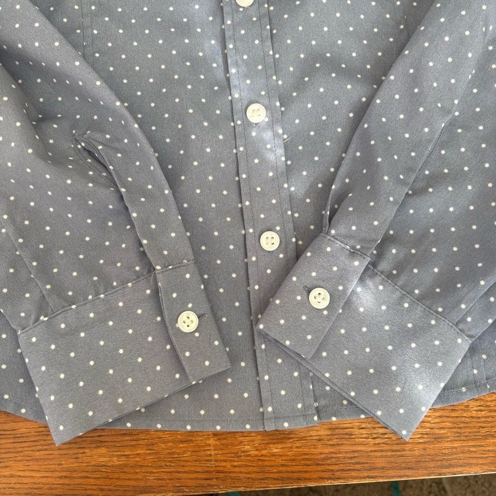 Pendleton Dusty Blue w/White Polka Dot Button-Up Shirt Women’s Size 8P - Picture 9 of 11